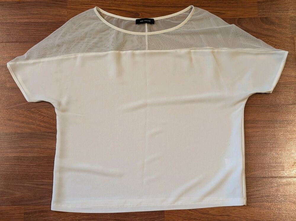Cop Copine Mesh Sheer Top Womens 38 White Minimalist Avant Garde France Y2K